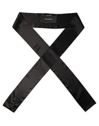 Dolce & Gabbana Men Black Satin Silk Skinny Neck Shawl Scarf