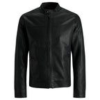 Jack Jones Black Polyamide Leather Jacket