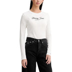 Tommy Hilfiger Jeans Cream Recycled Cotton Long Sleeve T-Shirt