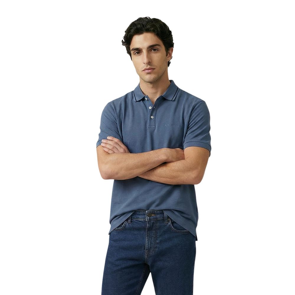 Armani Exchange Blue Cotton Polo Shirt