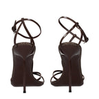 Paris Texas Brown Leather Stiletto Heel Sandals