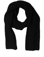 Dolce & Gabbana Men Black Wool Knitted Neck Shawl Scarf