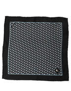 Dolce & Gabbana Black Silk Geometric Handkerchief Pocket Scarf