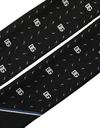 Dolce & Gabbana Black Silk DG Logo Men Skinny Shawl Scarf