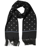 Dolce & Gabbana Black Silk DG Logo Men Fringed Shawl Scarf