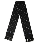 Dolce & Gabbana Black Silk DG Logo Men Fringed Shawl Scarf