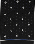 Dolce & Gabbana Black Silk DG Logo Men Fringed Shawl Scarf