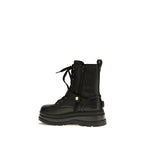 PINKO Black Calf Leather Bos Taurus Lace-Up Boots