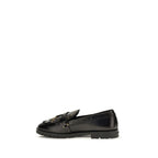 PINKO Black Calf Leather Bos Taurus Slip-On Loafers