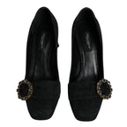 Dolce & Gabbana Black Brocade Crystals Heels Pumps Shoes