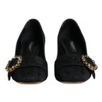 Dolce & Gabbana Black Brocade Crystals Heels Pumps Shoes