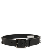 Dolce & Gabbana Black Leather Silver Tone Square Buckle Belt