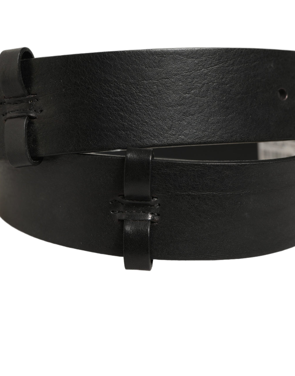 Dolce & Gabbana Black Leather Silver Tone Square Buckle Belt