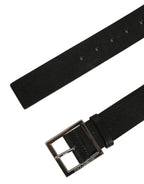 Dolce & Gabbana Black Leather Silver Tone Square Buckle Belt