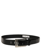 Dolce & Gabbana Black Leather Silver Tone Metal Buckle Belt