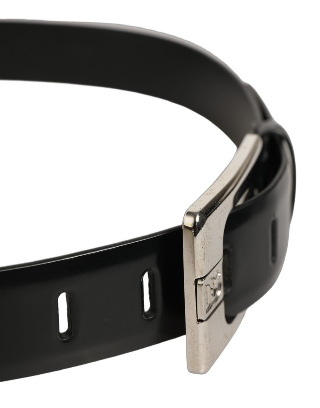 Dolce & Gabbana Black Leather Silver Tone Metal Buckle Belt