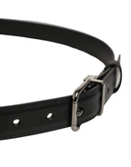 Dolce & Gabbana Black Leather Silver Tone Metal Buckle Belt