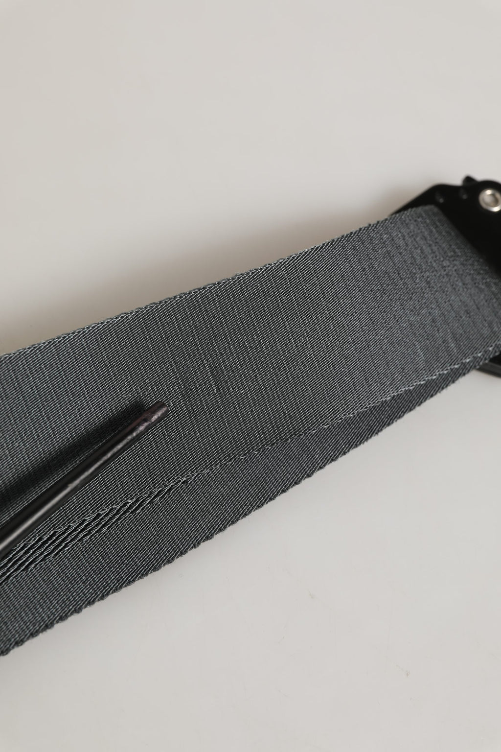 Dolce & Gabbana Men Gray Fabric Strap Logo Metal Buckle Belt