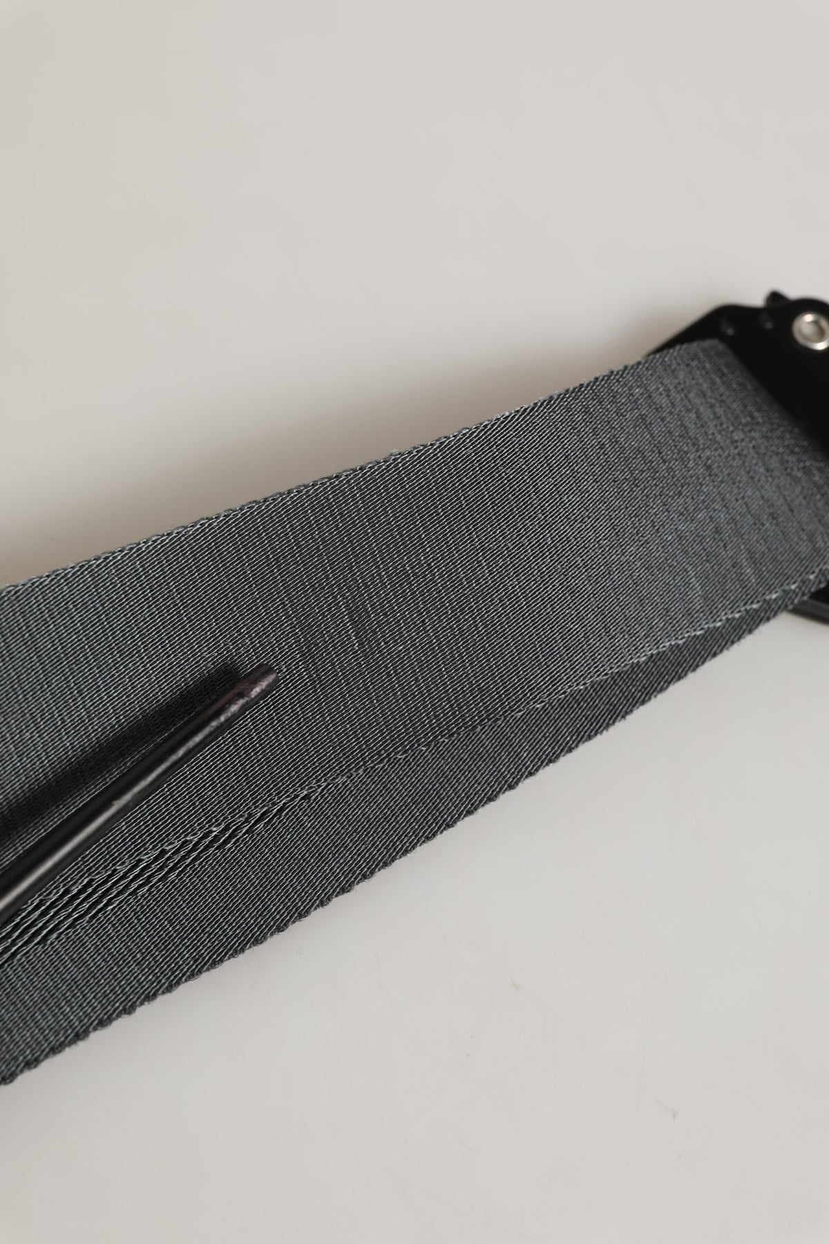 Dolce & Gabbana Men Gray Fabric Strap Logo Metal Buckle Belt