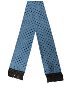 Dolce & Gabbana Blue Polka Dot Silk Fringed Lace Stole Scarf