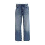 Off-White Blue Cotton Slim Fit Jeans