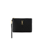 Saint Laurent Black Calf Leather Bos Taurus Clutch Bag