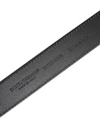 Dolce & Gabbana Black Grained Leather Gold Metal Buckle Belt