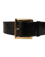Dolce & Gabbana Black Exotic Leather Gold Metal Buckle Belt