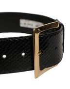 Dolce & Gabbana Black Exotic Leather Gold Metal Buckle Belt