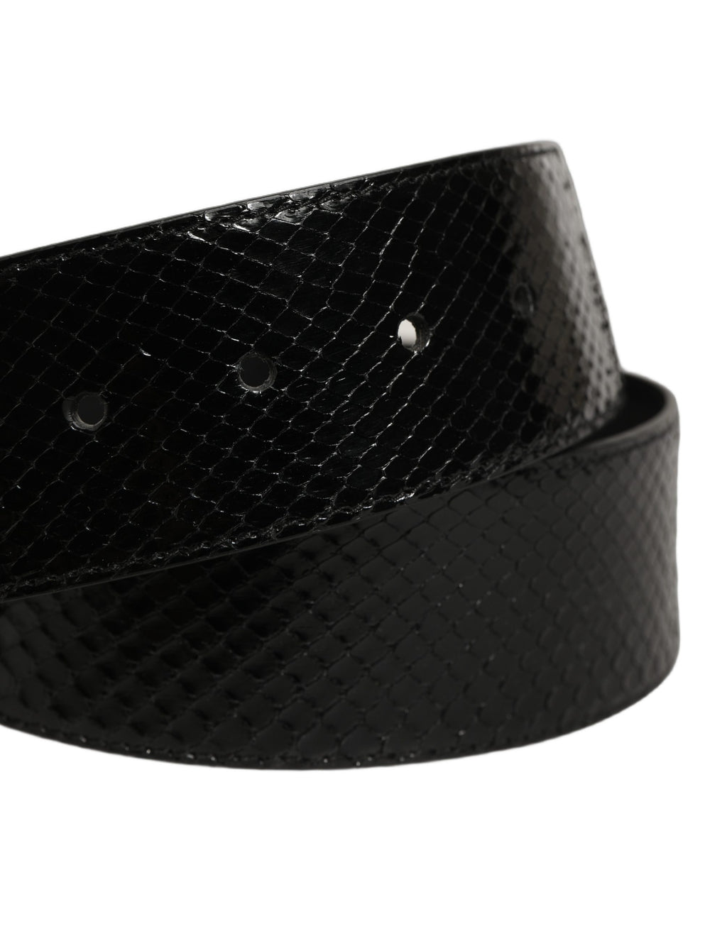 Dolce & Gabbana Black Exotic Leather Gold Metal Buckle Belt