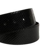 Dolce & Gabbana Black Exotic Leather Gold Metal Buckle Belt