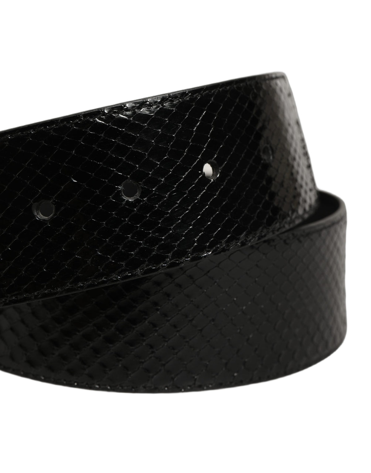 Dolce & Gabbana Black Exotic Leather Gold Metal Buckle Belt