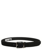 Dolce & Gabbana Black Classic Leather Silver Tone Buckle Belt