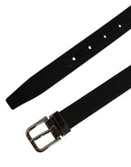 Dolce & Gabbana Black Classic Leather Silver Tone Buckle Belt