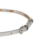 Dolce & Gabbana Metallic Silver Leather Square Buckle Belt