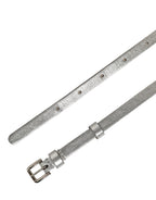 Dolce & Gabbana Metallic Silver Leather Square Buckle Belt
