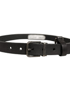 Dolce & Gabbana Black Leather Antique Finish Buckle Belt