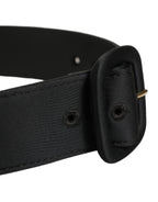 Dolce & Gabbana Black Wide Fabric Oval Buckle Cintura Belt