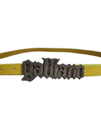Dolce & Gabbana Yellow Waxed Leather Rustic Silver Logo Buckle Belt