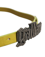 Dolce & Gabbana Yellow Waxed Leather Rustic Silver Logo Buckle Belt