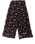 Dolce & Gabbana Black Silk Floral Chiffon Long Stole Scarf