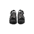 Cult Black Leather Platform Sandals