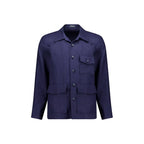 Autore Navy Blue Linen Full-Length Jacket