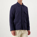 Autore Navy Blue Linen Full-Length Jacket