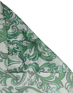 Dolce & Gabbana Green Silk Floral Print Square Foulard Scarf