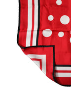 Dolce & Gabbana Red Polka Dot Print Silk Square Foulard Scarf