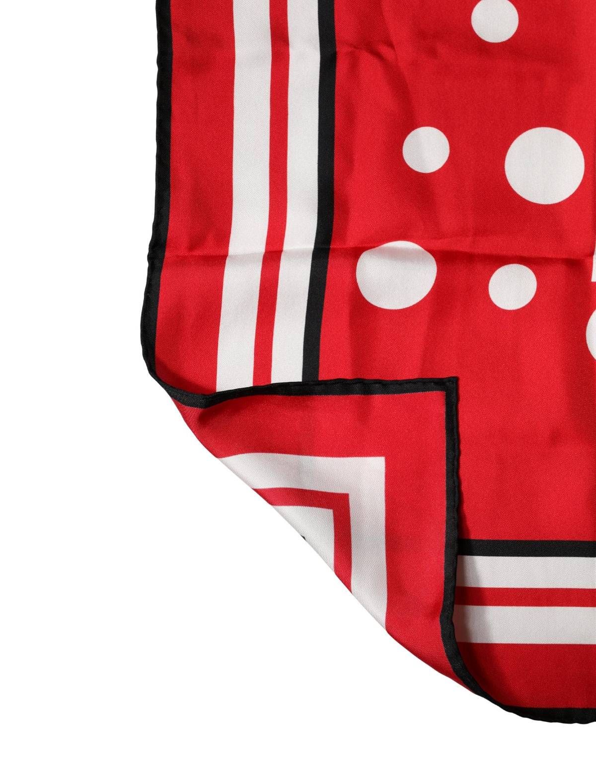 Dolce & Gabbana Red Polka Dot Print Silk Square Foulard Scarf