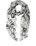 Dolce & Gabbana White Graffiti Logo Silk Shawl Stole Scarf