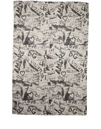 Dolce & Gabbana White Graffiti Logo Silk Shawl Stole Scarf