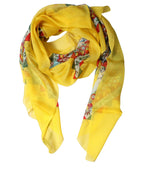 Dolce & Gabbana Yellow Silk Printed Shawl Stole Scarf